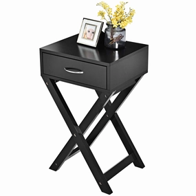 Giantex Nightstand with Drawer X-Shaped Design Sofa Side Table entry bench, mudroom storage