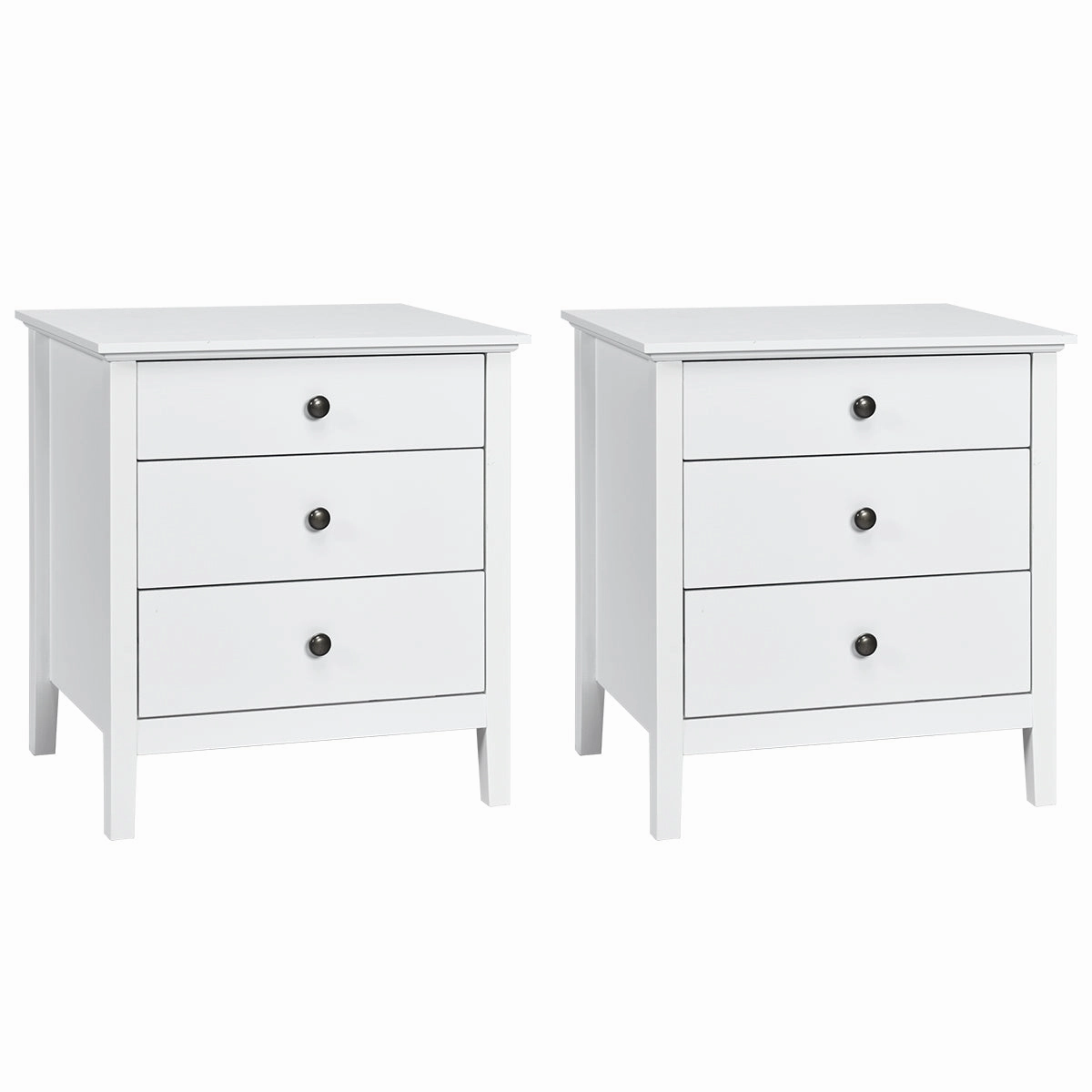 Giantex Nightstand with Drawers Solid Structure Side Table for Storage Bedroom