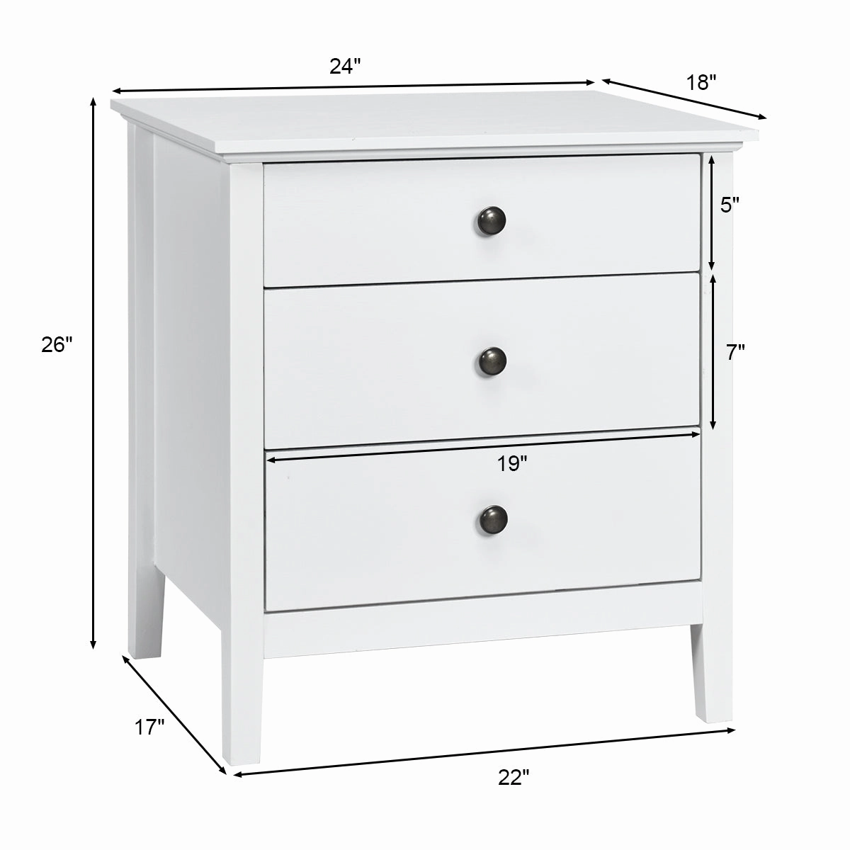 Giantex Nightstand with Drawers Solid Structure Side Table for Storage Bedroom