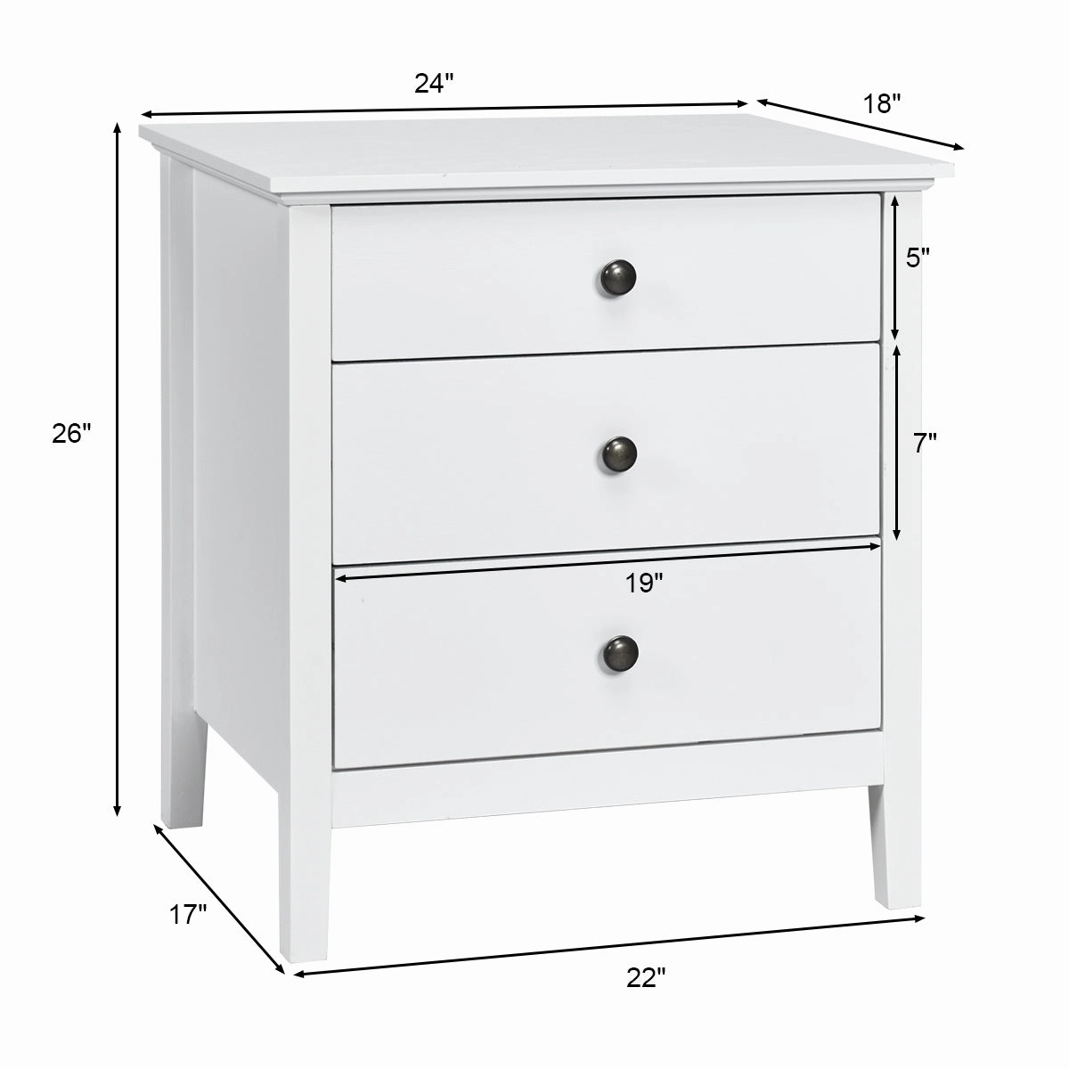 Giantex Nightstand with Drawers Solid Structure Side Table for Storage Bedroom