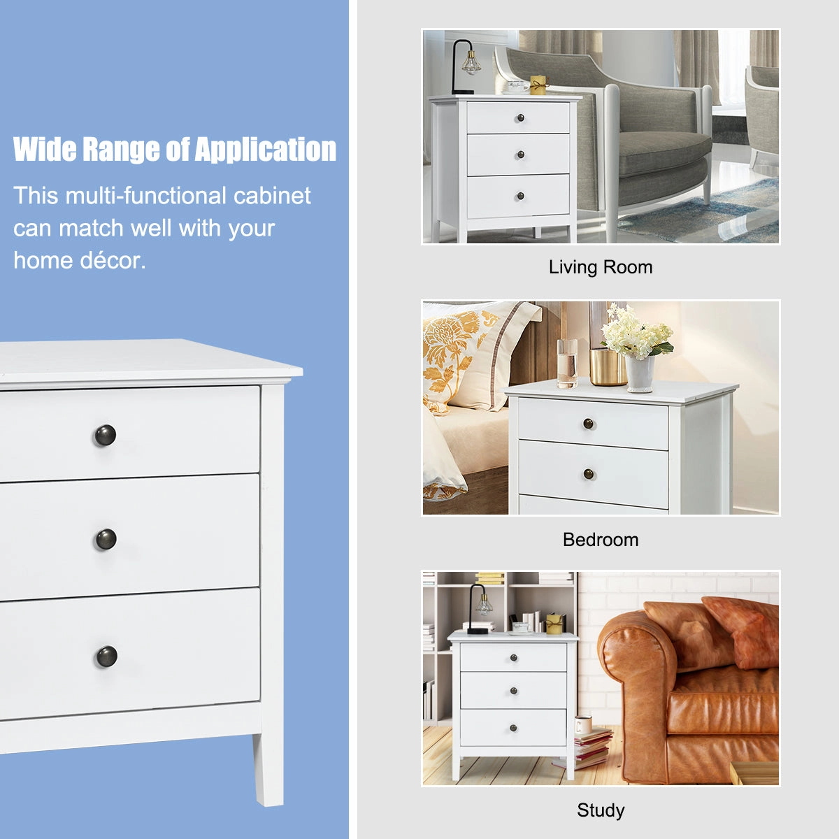 Giantex Nightstand with Drawers Solid Structure Side Table for Storage Bedroom