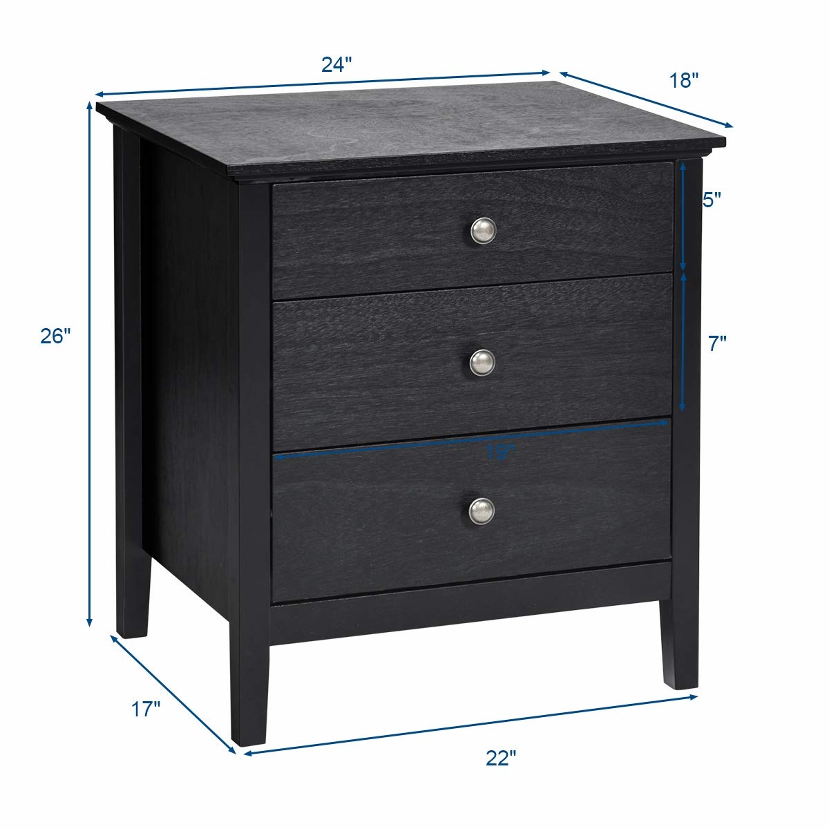 Giantex Nightstand with Drawers Solid Structure Side Table for Storage Bedroom