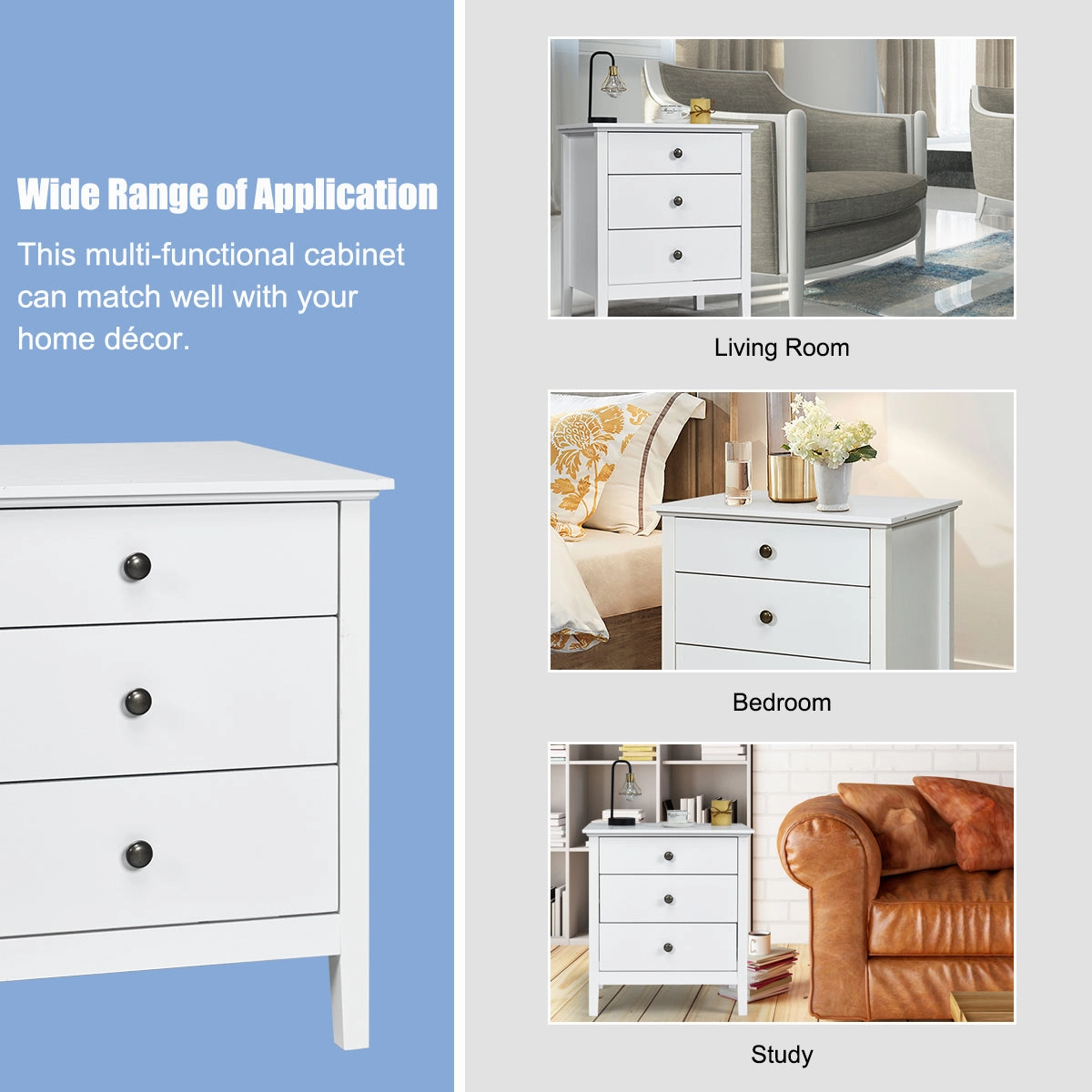 Giantex Nightstand with Drawers Solid Structure Side Table for Storage Bedroom