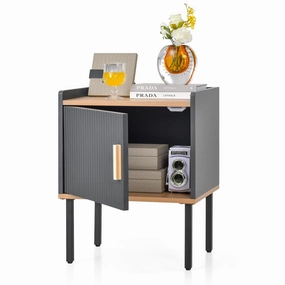 Giantex Nightstand with Storage, Bedside Table with Single Door Cabinet, Small Space, Gray office chair, ergonomic chair