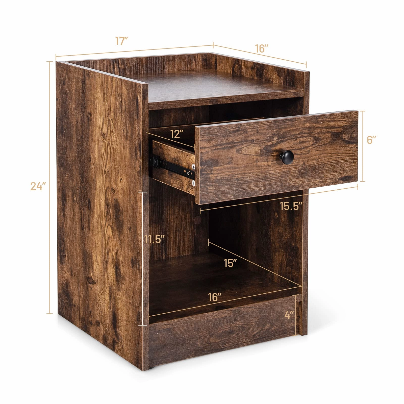 Giantex Nightstands Set of 2, Modern End Tables w/Storage Drawer & Open Compartment