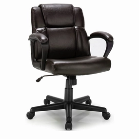Giantex Office Chair,w/ Padded Armrests, Height Adjustable Swivel Task Chair (Dark Brown) office supplies, stationery