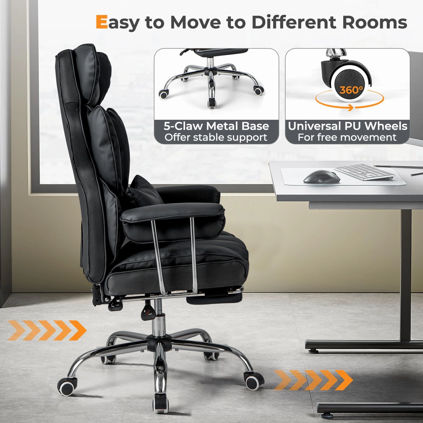 Giantex Office Desk Chair, High Back Executive Office Chair with Foot Rest and Lumbar Support