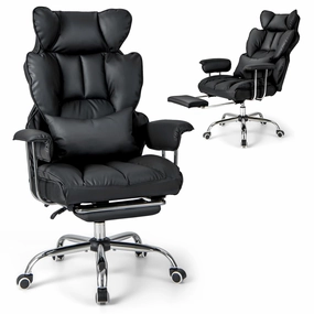 Giantex Office Desk Chair, High Back Executive Office Chair with Foot Rest and Lumbar Support office supplies, stationery