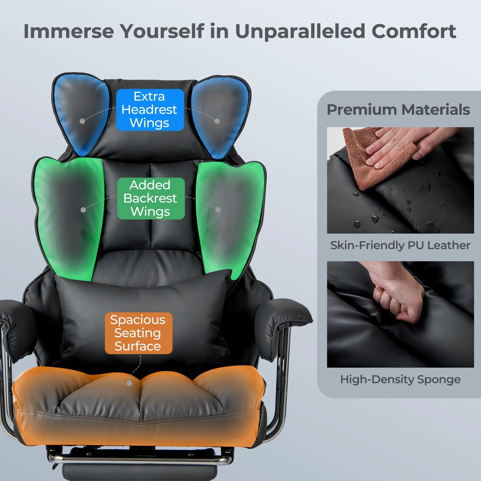 Giantex Office Desk Chair, High Back Executive Office Chair with Foot Rest and Lumbar Support