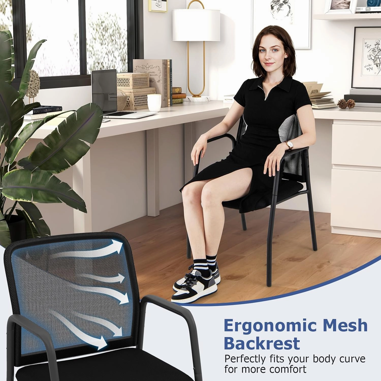 Giantex Office Guest Chair, Waiting Room Chairs with Mesh Back