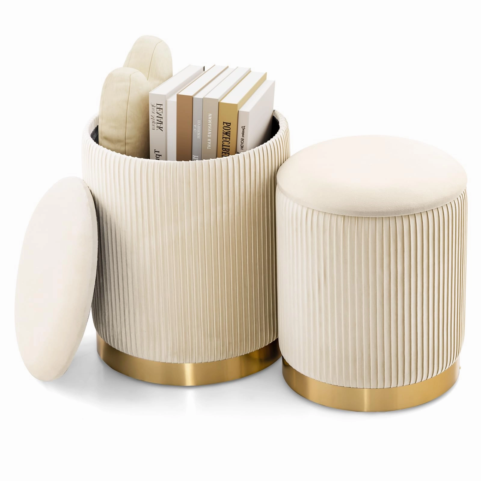 Giantex Ottoman with Storage - Set of 2 Storage Ottomans armless chair, modern chair