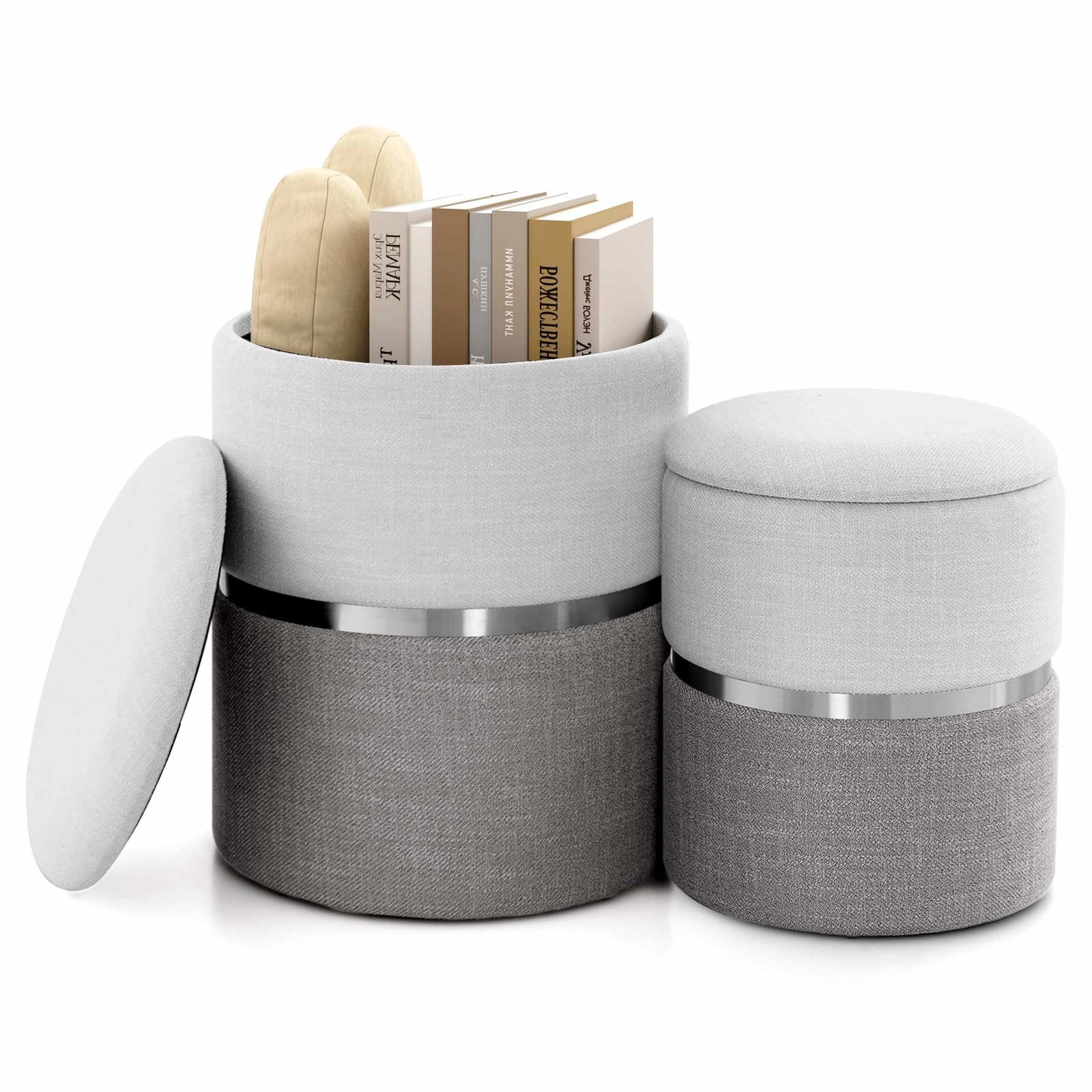 Giantex Ottoman with Storage - Set of 2 Storage Ottomans