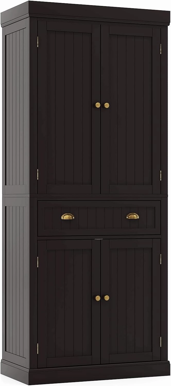 Giantex Pantry Organizers and Storage, 72" Tall Kitchen Cabinet with 2-Door Cabinets & Drawer, Buffet Sideboard