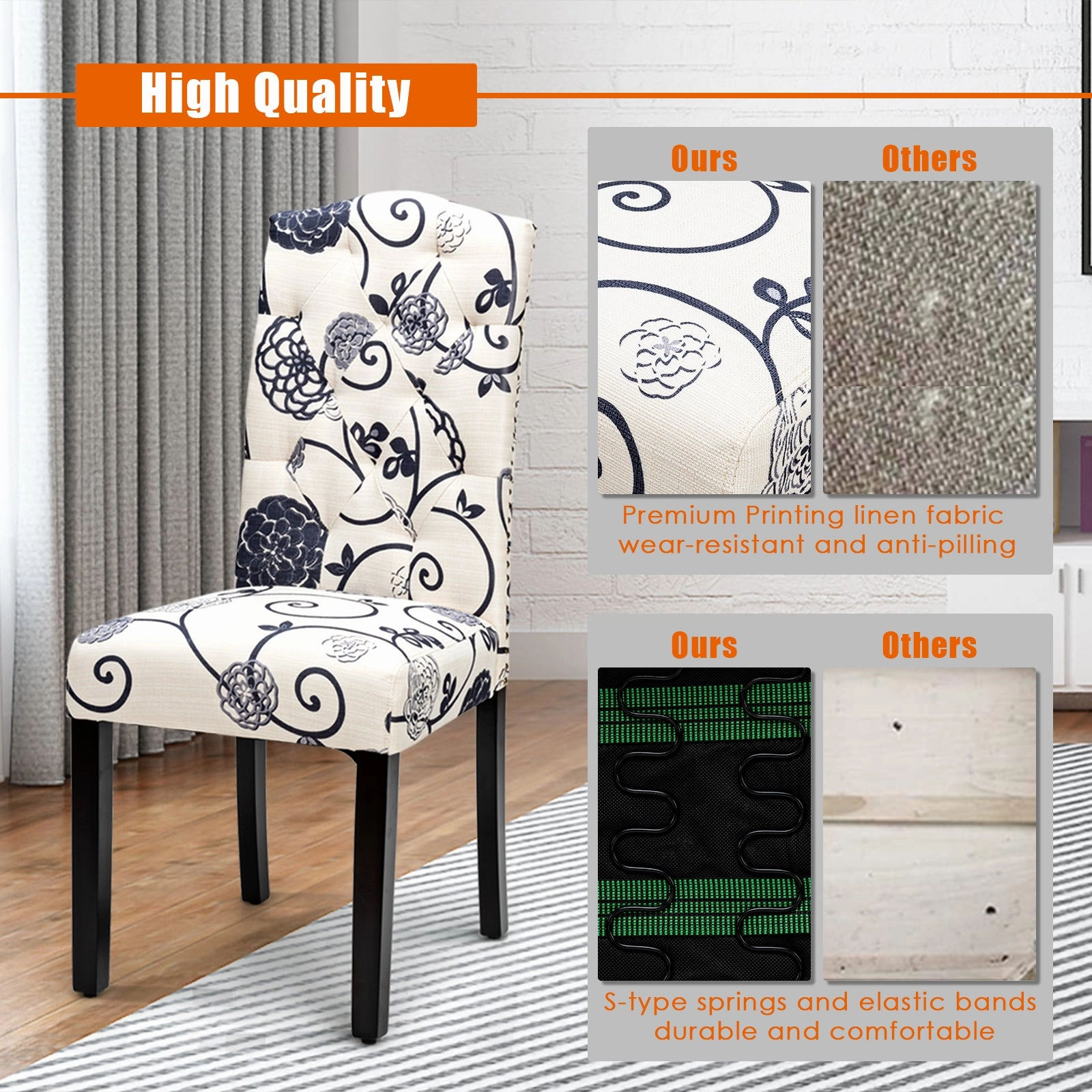 Giantex Parsons Chairs, Uphostered Kitchen Dining Chairs w/Wood Legs