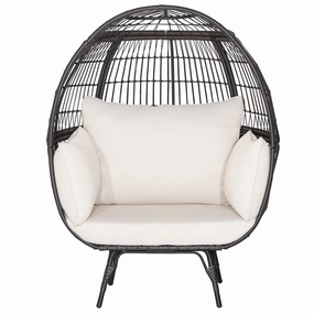 Giantex PE Rattan Egg Chair - Oversized Hammock Chair with Thick Cushions & Sturdy Metal Frame sectional sofa, corner couch