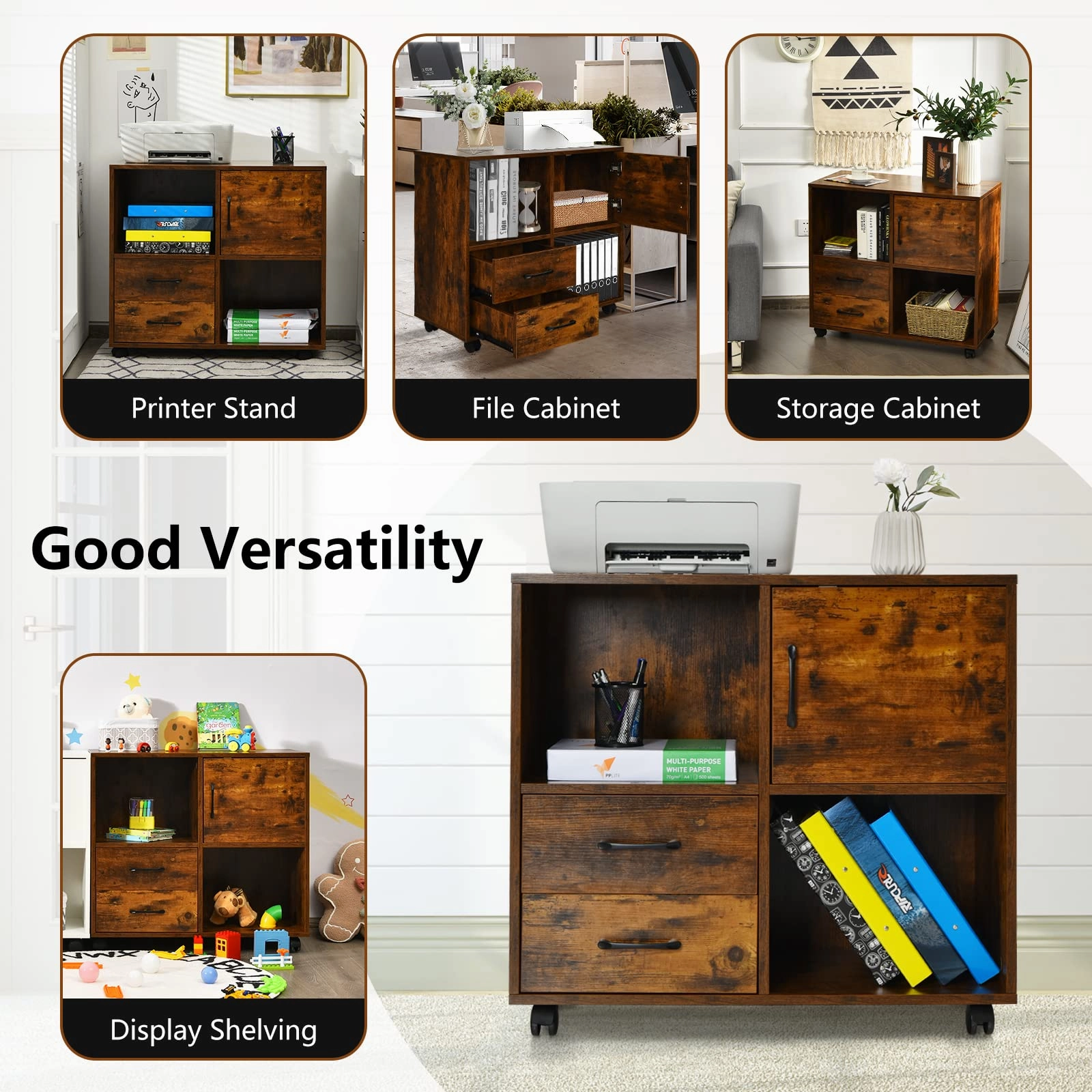 Giantex Printer Stand Under Desk - Mobile File Cabinet