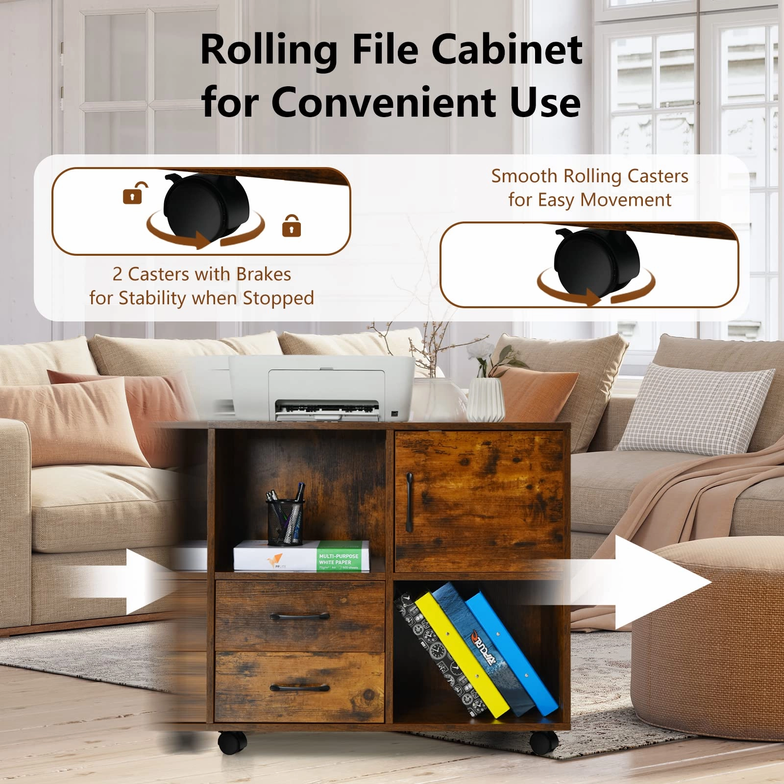 Giantex Printer Stand Under Desk - Mobile File Cabinet