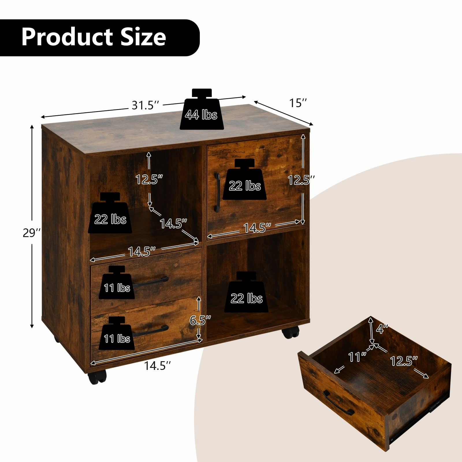 Giantex Printer Stand Under Desk - Mobile File Cabinet