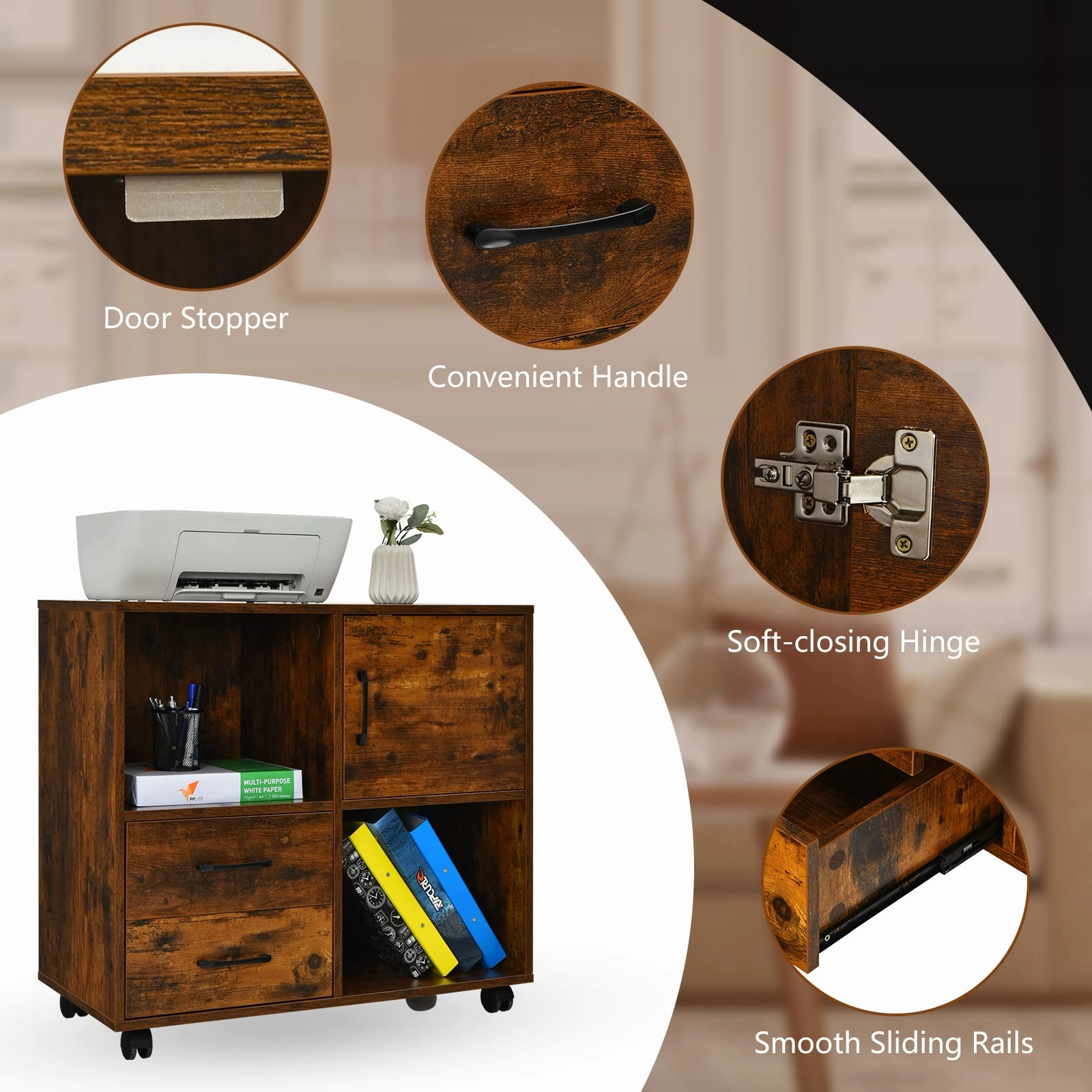 Giantex Printer Stand Under Desk - Mobile File Cabinet
