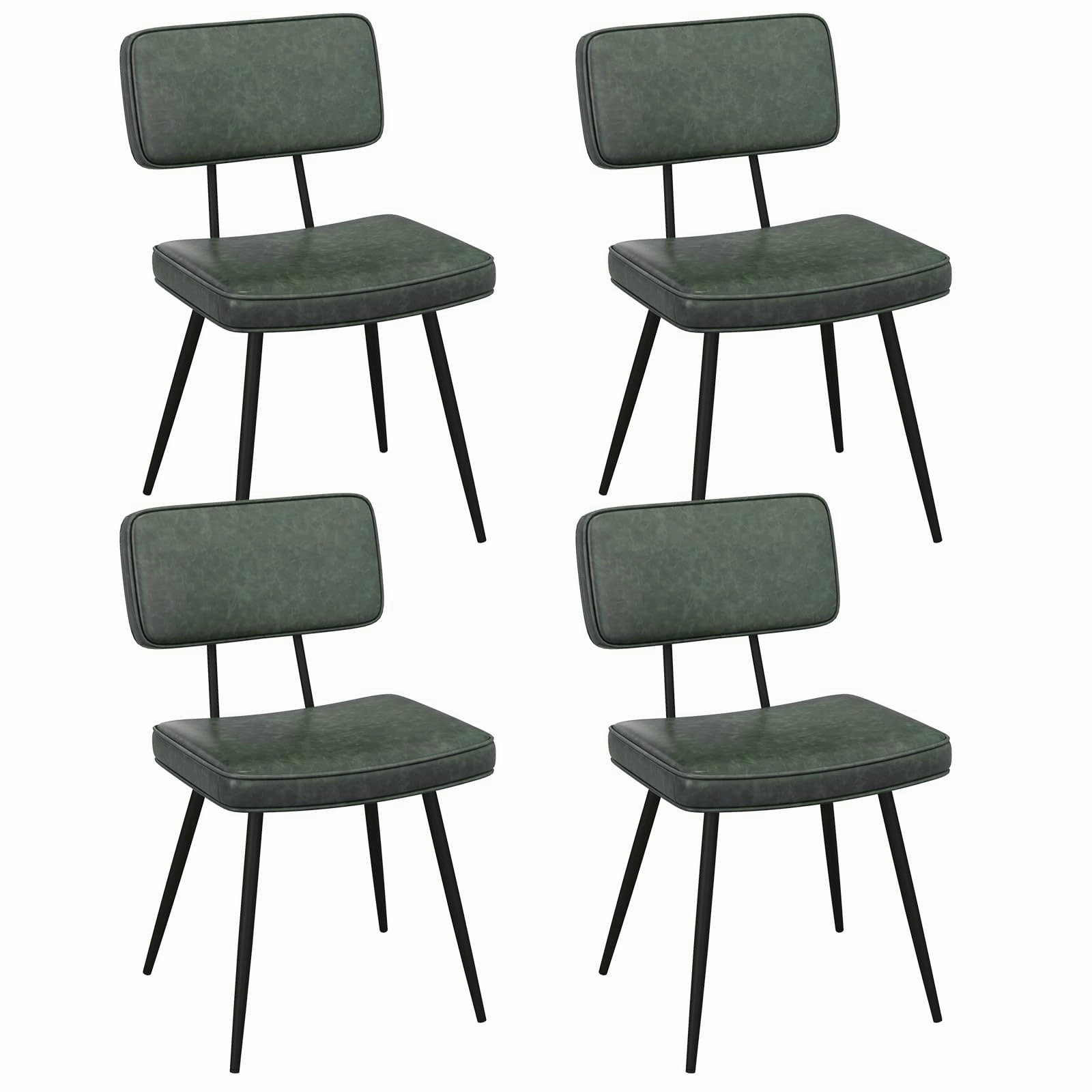 Giantex PU Leather Dining Chairs Set of 2/4, Upholstered Kitchen Chairs w/Padded Backrest & Seat, Metal Legs