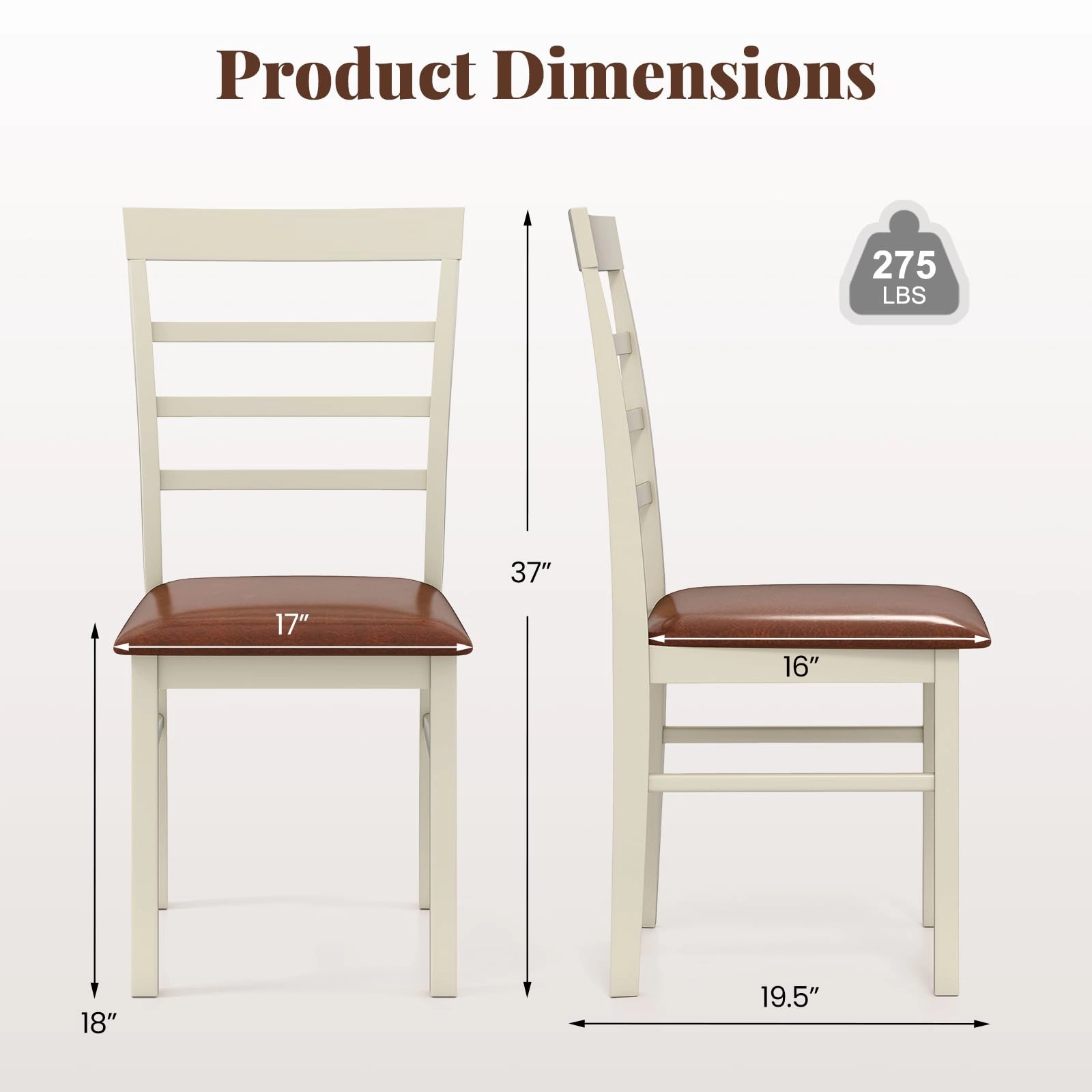 Giantex PU Leather Upholstered Kitchen Chair with Rubber Wood Frame