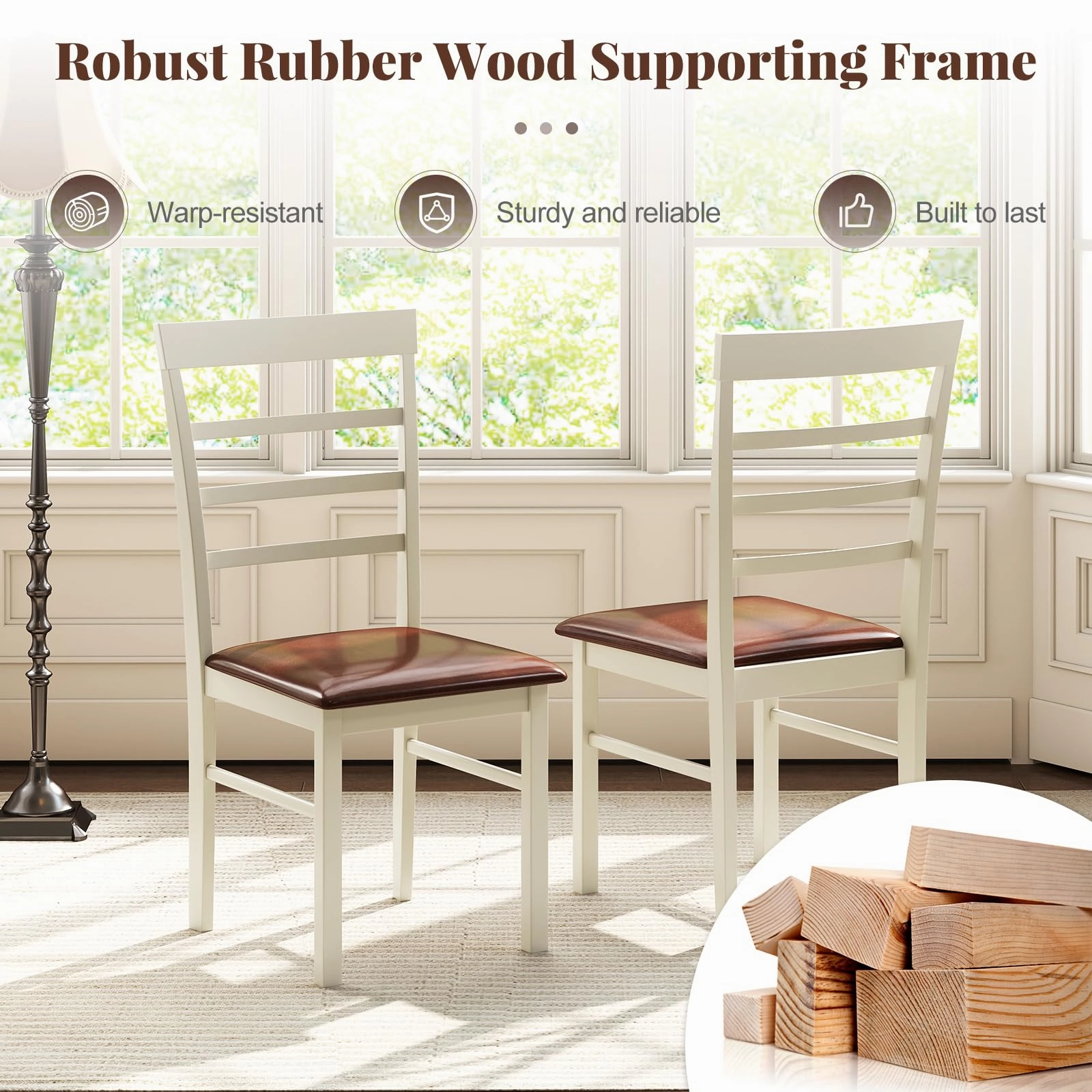 Giantex PU Leather Upholstered Kitchen Chair with Rubber Wood Frame