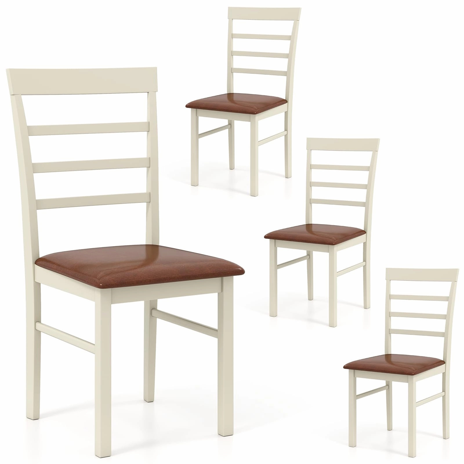 Giantex PU Leather Upholstered Kitchen Chair with Rubber Wood Frame