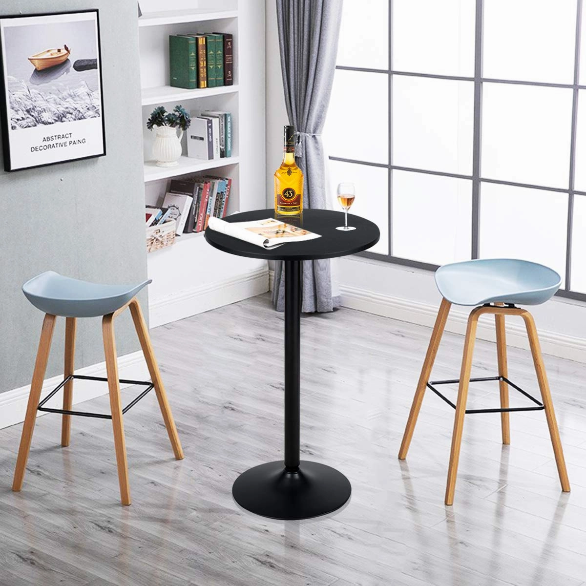 Giantex Pub Bar Table 24-Inch Round Top 40-Inch Height Modern Style