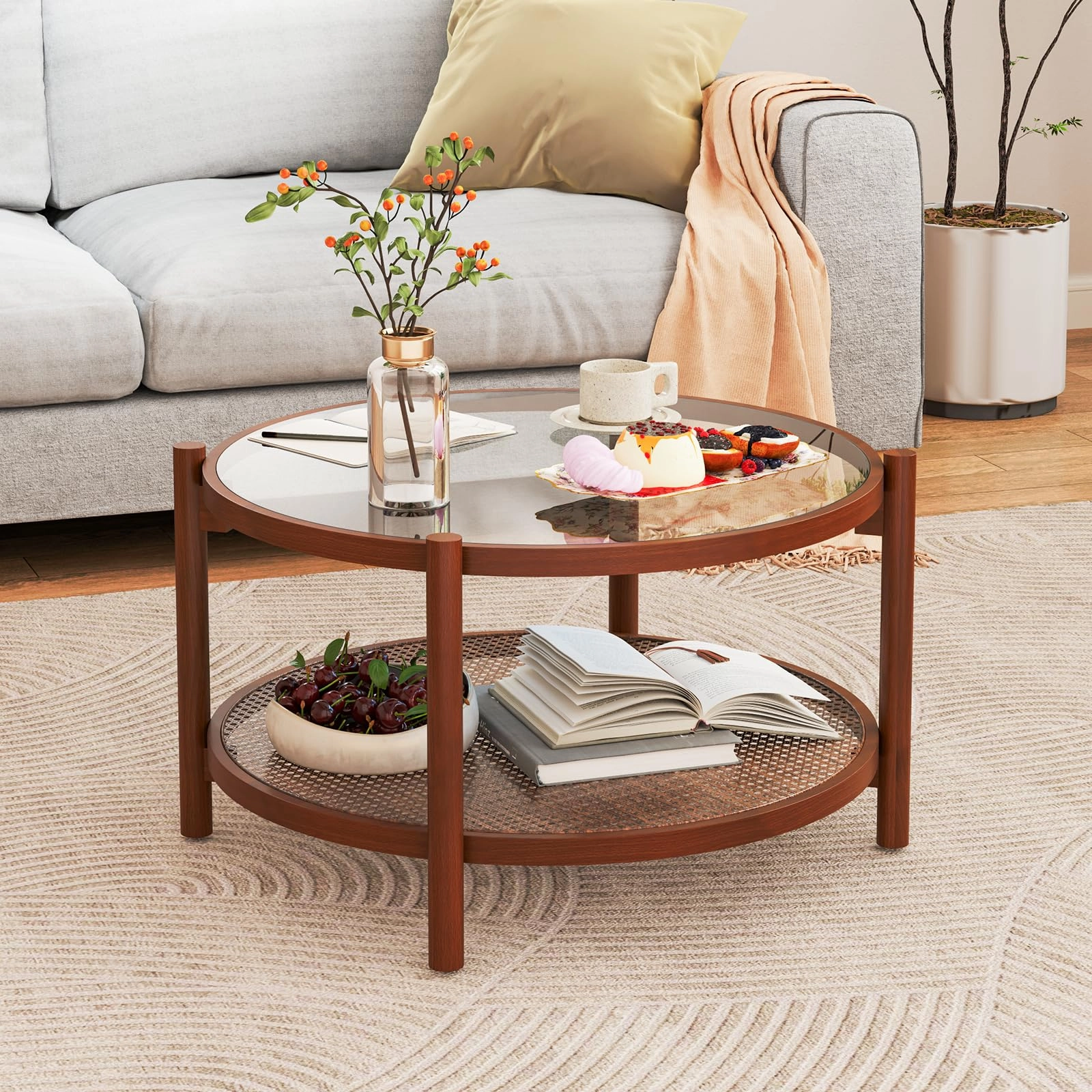Giantex Rattan Coffee Table console table, hallway table