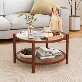 Giantex Rattan Coffee Table throw pillow, fuzzy blanket