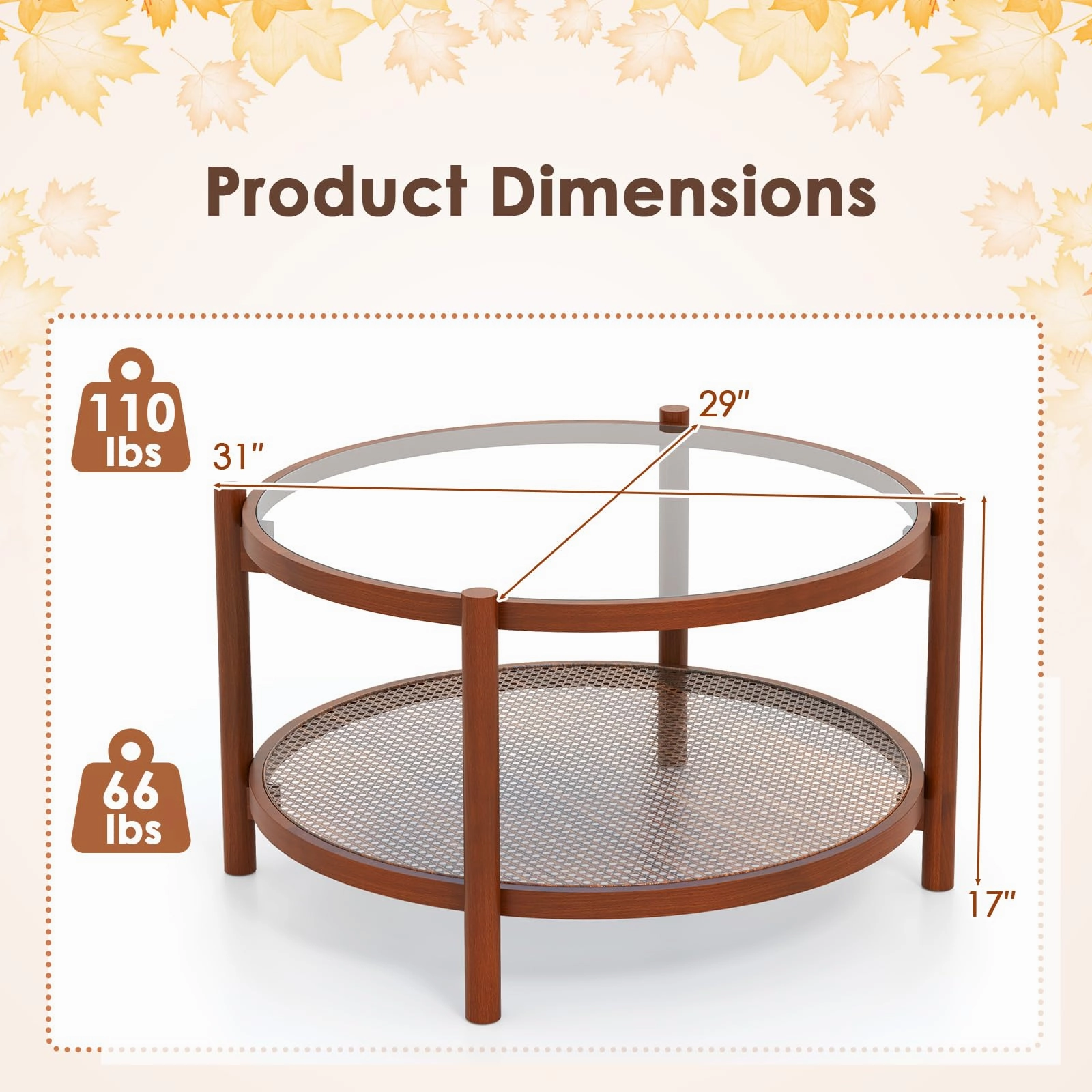 Giantex Rattan Coffee Table