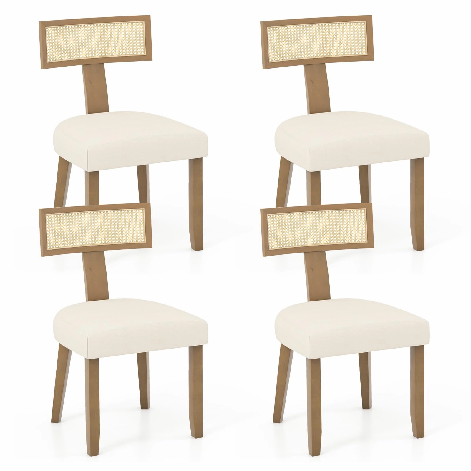 Giantex Rattan Dining Chairs Set, Mid Century Modern Kitchen Chairs w/Rattan Backrest & Rubber Wood Legs kitchen towel, placemats