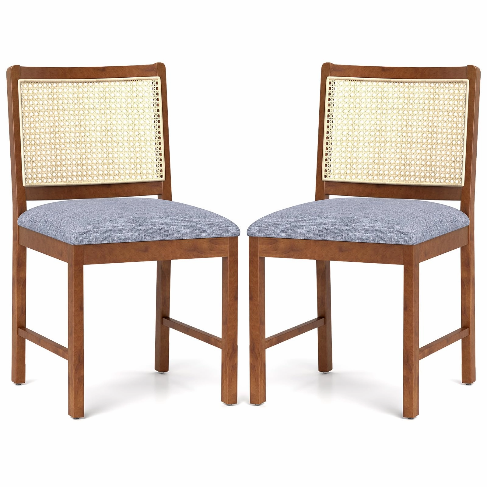 Giantex Rattan Dining Chairs Set of 2/4, Modern Upholstered Kitchen Chairs w/Rubber Wood Frame kitchen towel, placemats