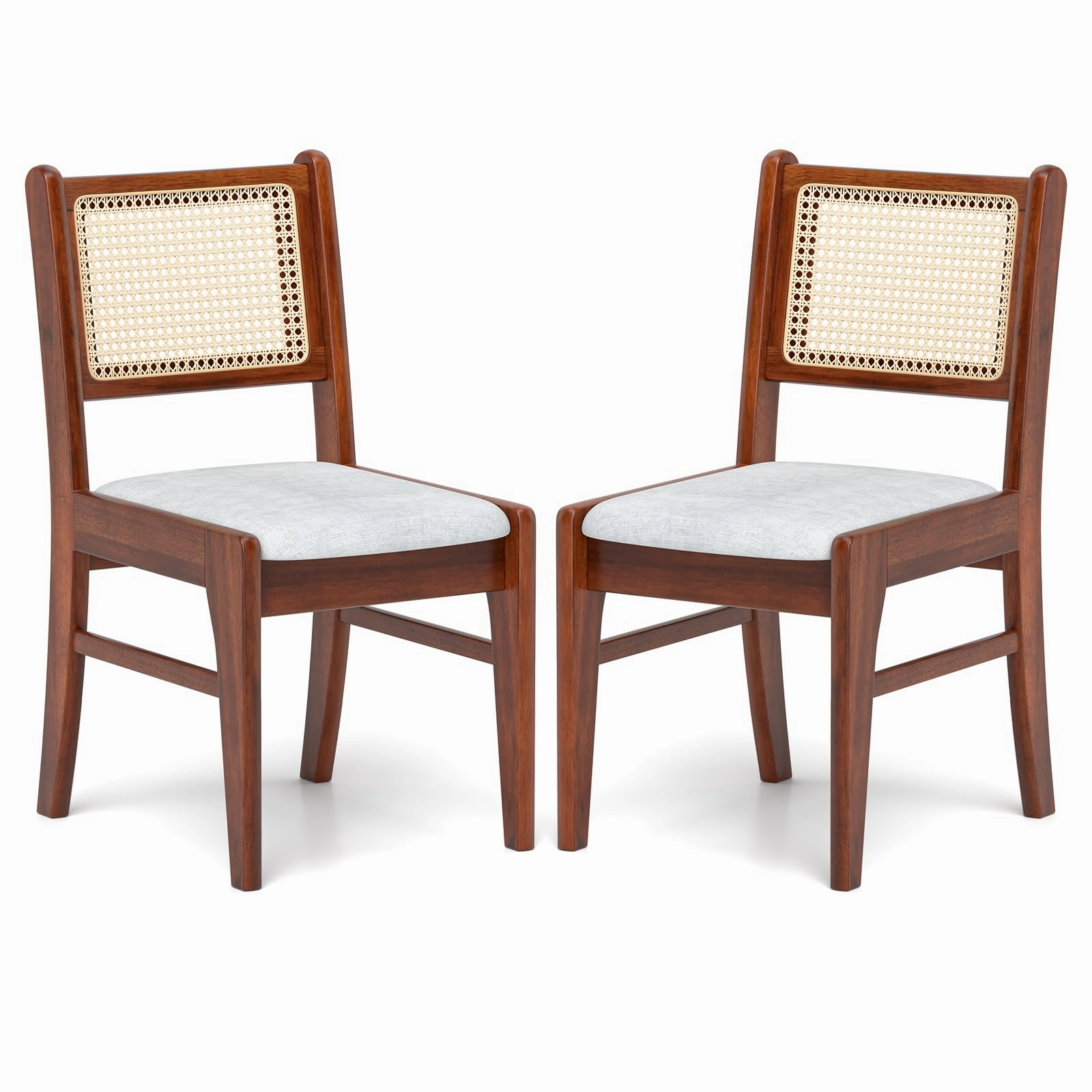 Giantex Rattan Dining Chairs Set of 2/4, Wooden Kitchen Chairs w/Cane Back, Rubber Wood Frame kitchen towel, placemats