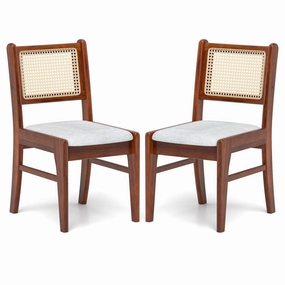 Giantex Rattan Dining Chairs Set of 2/4, Wooden Kitchen Chairs w/Cane Back, Rubber Wood Frame kitchen towel, placemats