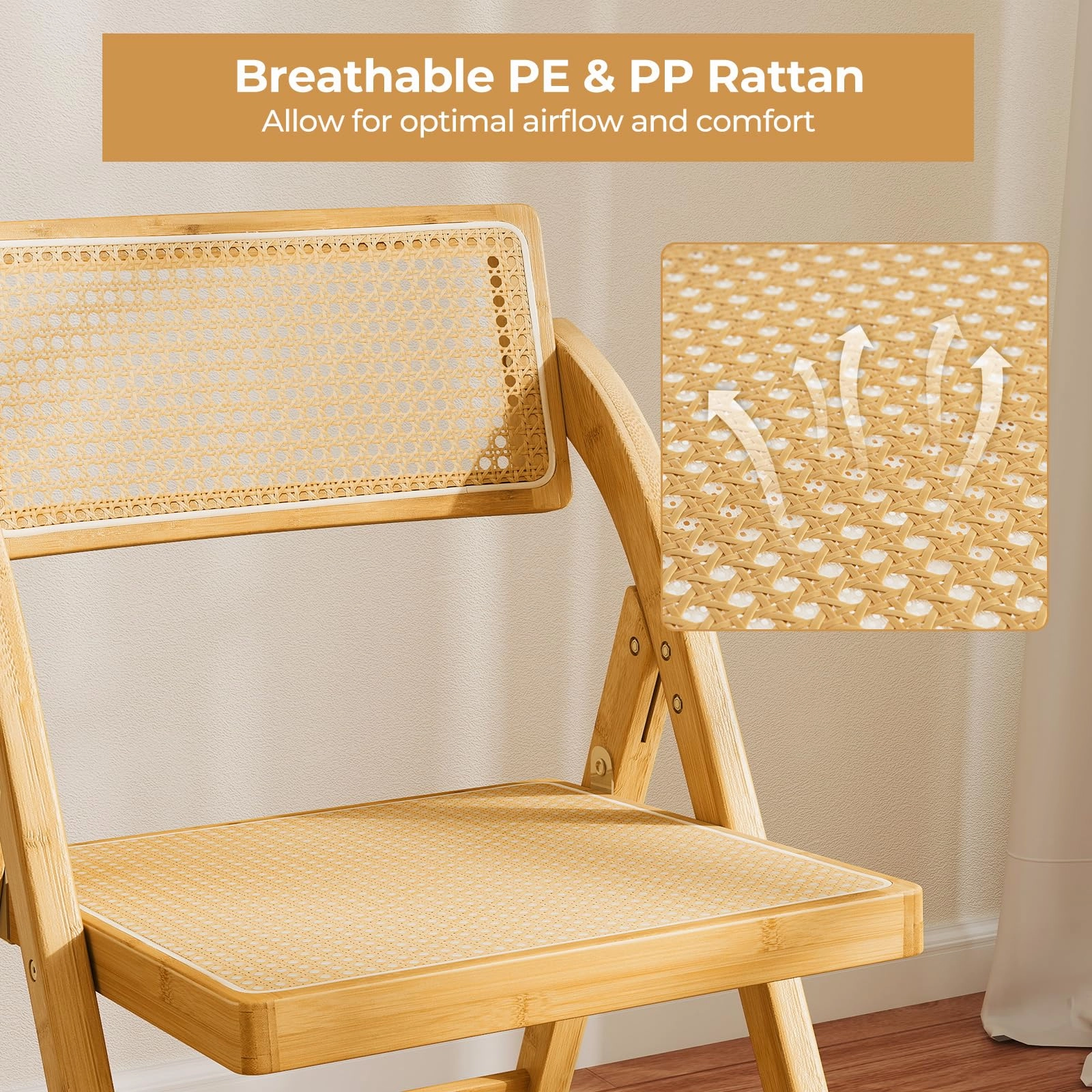 Giantex Rattan Folding Chairs Set for Living Room