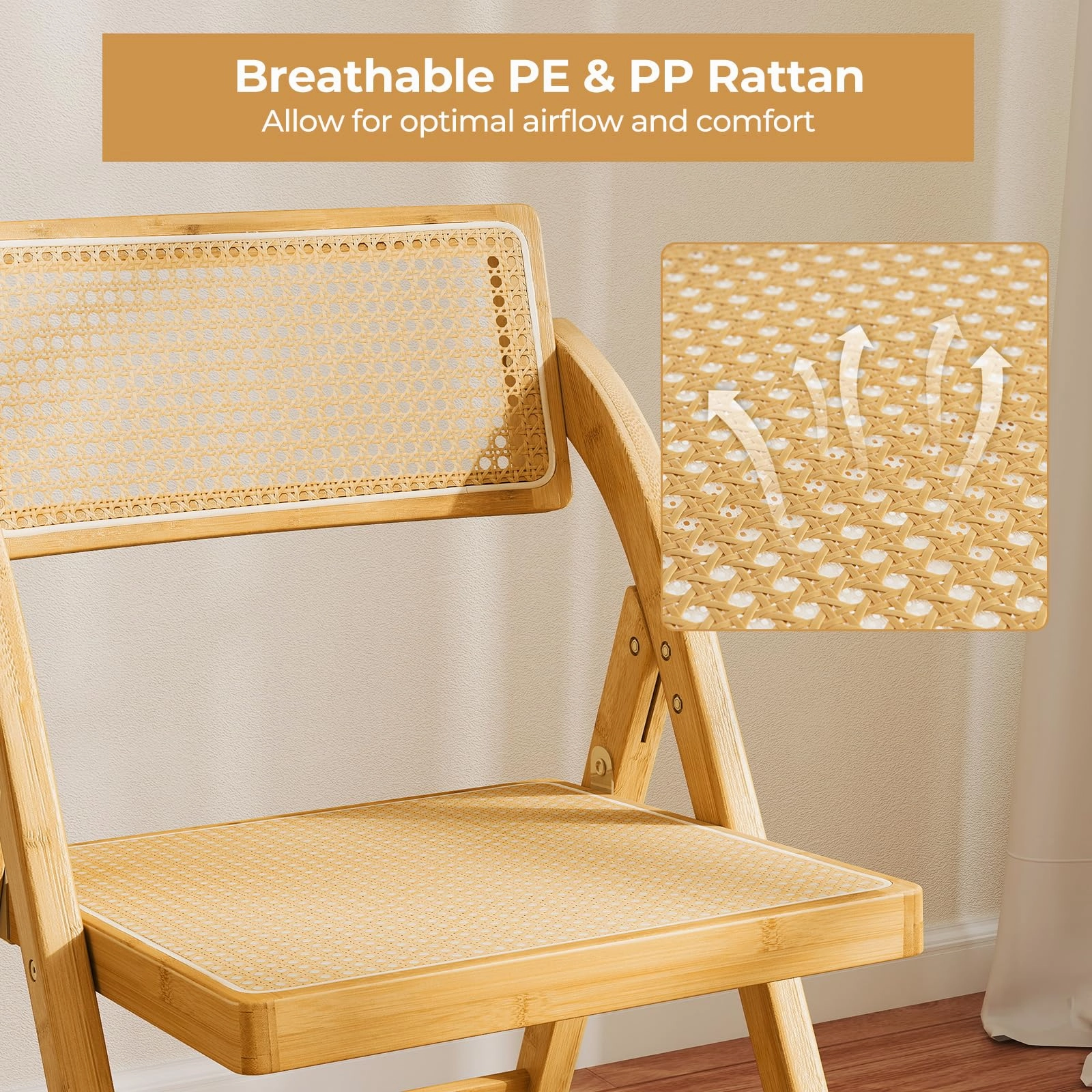 Giantex Rattan Folding Chairs Set for Living Room