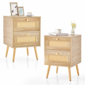 Giantex Rattan Nightstand Set of 2 office chair, ergonomic chair