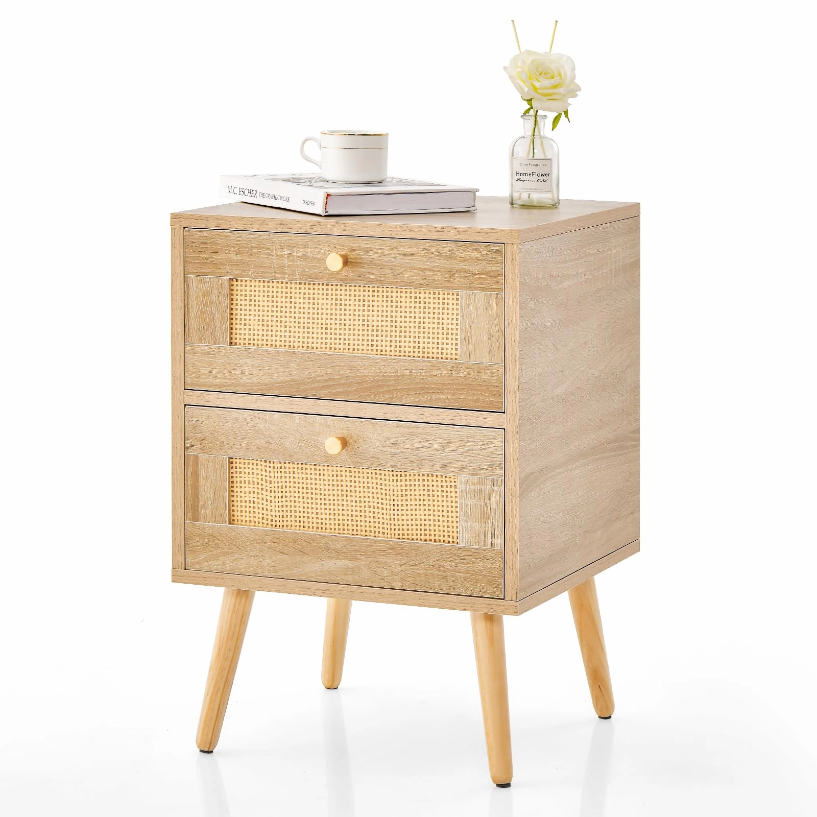 Giantex Rattan Nightstand Set of 2