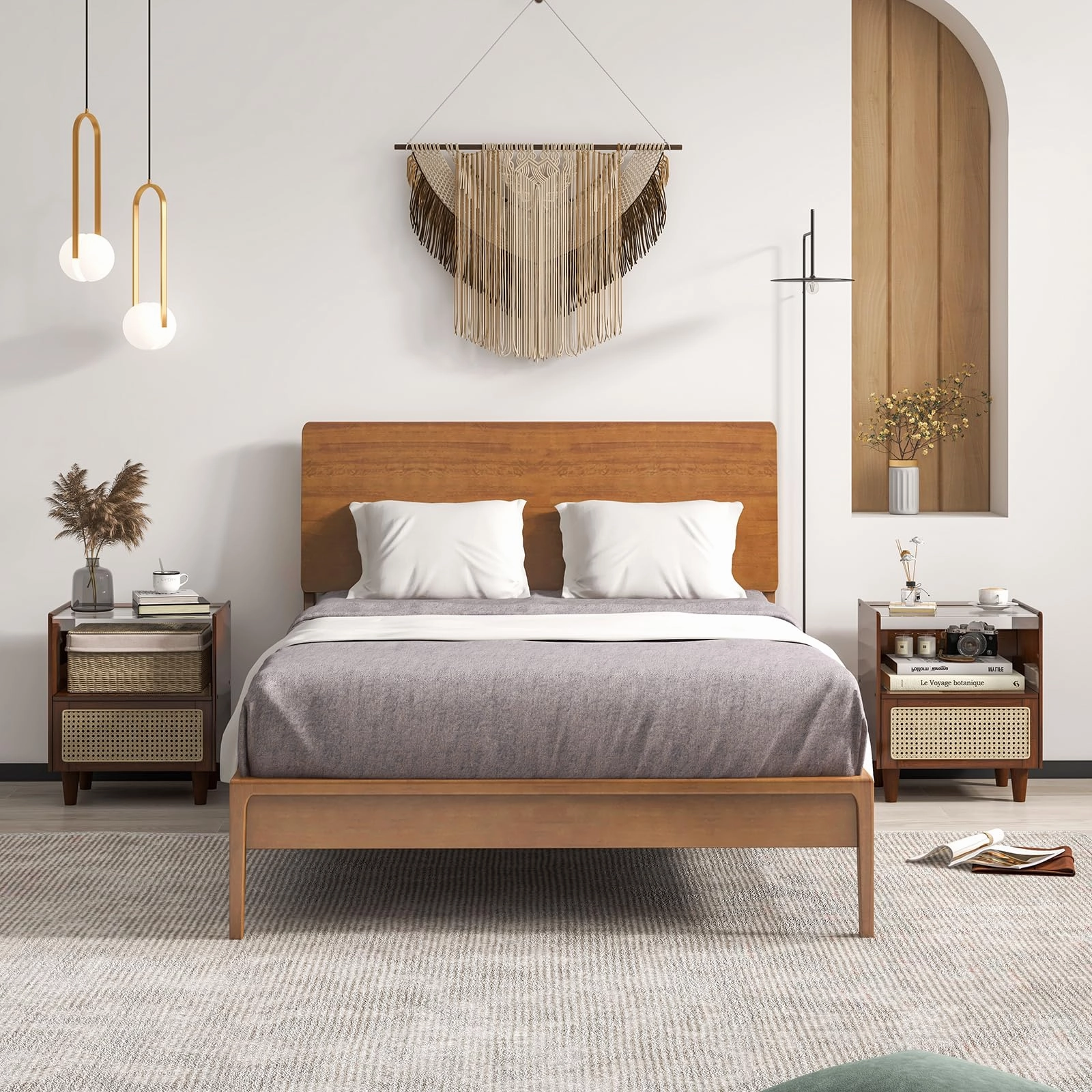 Giantex Rattan Nightstand with Drawer