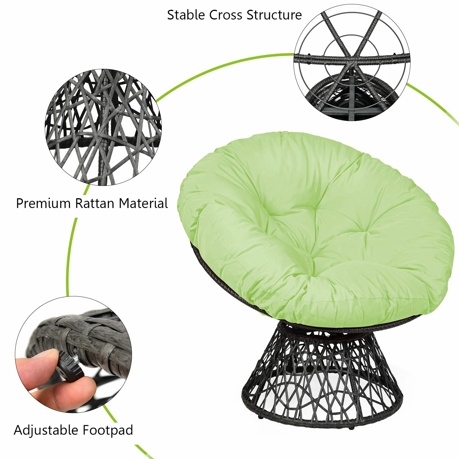 Giantex Rattan Round Papasan Chair