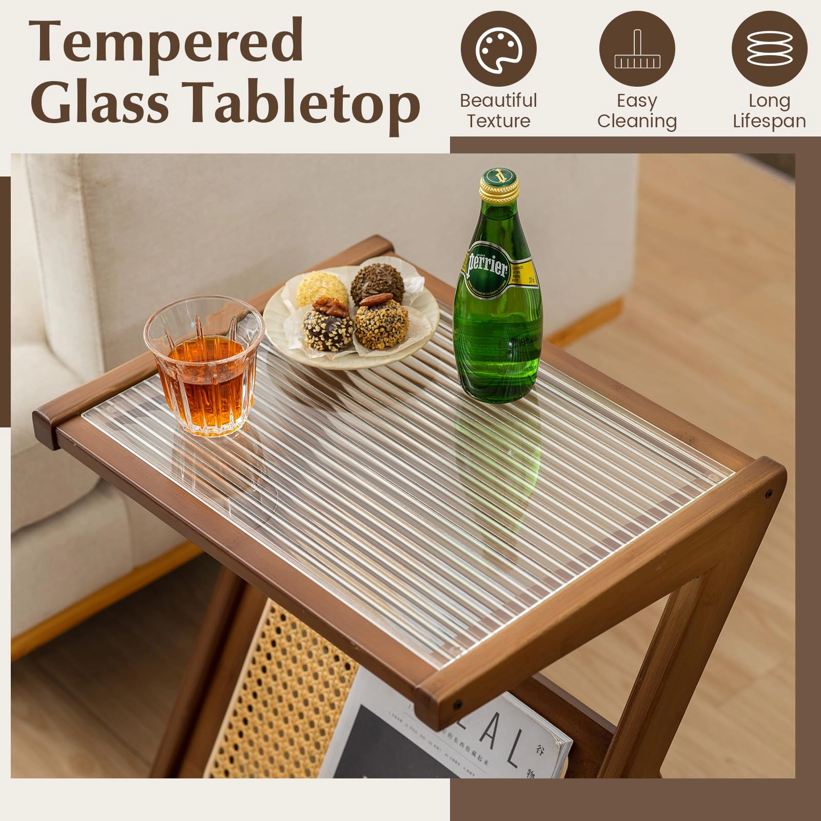 Giantex Rattan Side Table