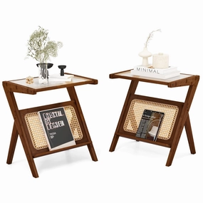 Giantex Rattan Side Table console table, hallway table