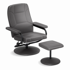 Giantex Recliner Chair with Ottoman, 360 Degree Swivel Leather Reclining Chair with Stable Steel Base sectional sofa, corner couch