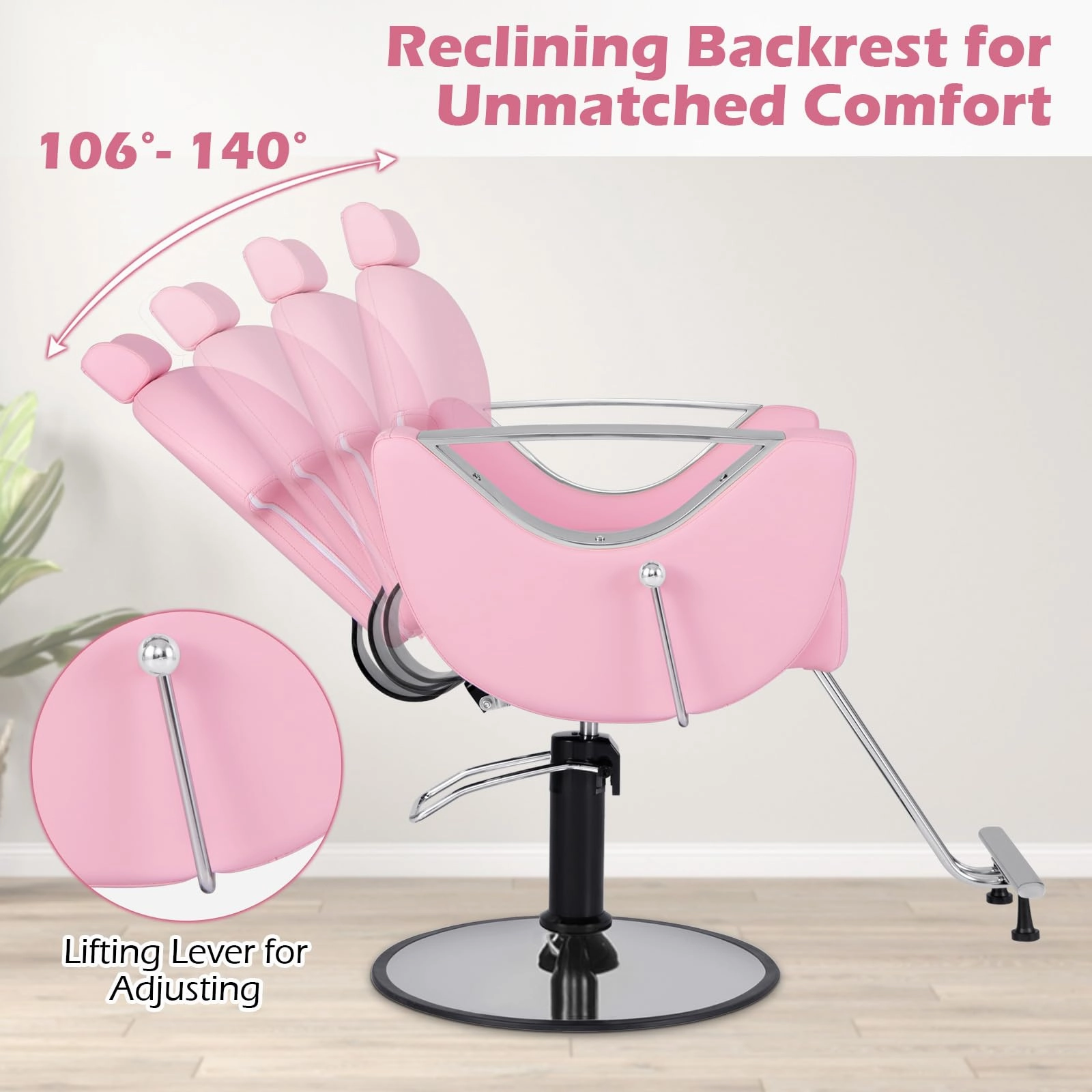 Giantex Reclining Barber Chair - Salon Chair for Hair Stylist, 360 Degrees Swivel