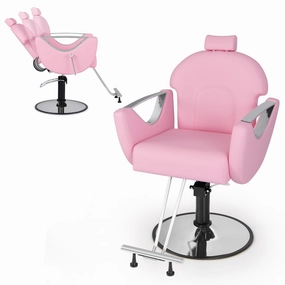 Giantex Reclining Barber Chair - Salon Chair for Hair Stylist, 360 Degrees Swivel sectional sofa, corner couch