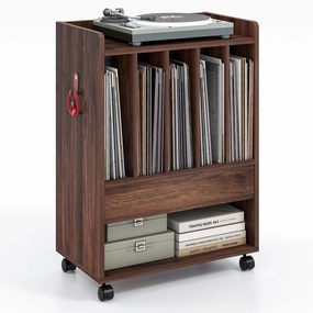 Giantex Record Player Stand, Rolling Turntable Stand with Drawer, Hook & Lockable Wheels throw pillow, fuzzy blanket
