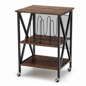 Giantex Record Player Stand, Vinyl Record Storage Table w/ 3 M-shaped Dividers & 4 Rolling Wheels, Rustic Brown throw pillow, fuzzy blanket