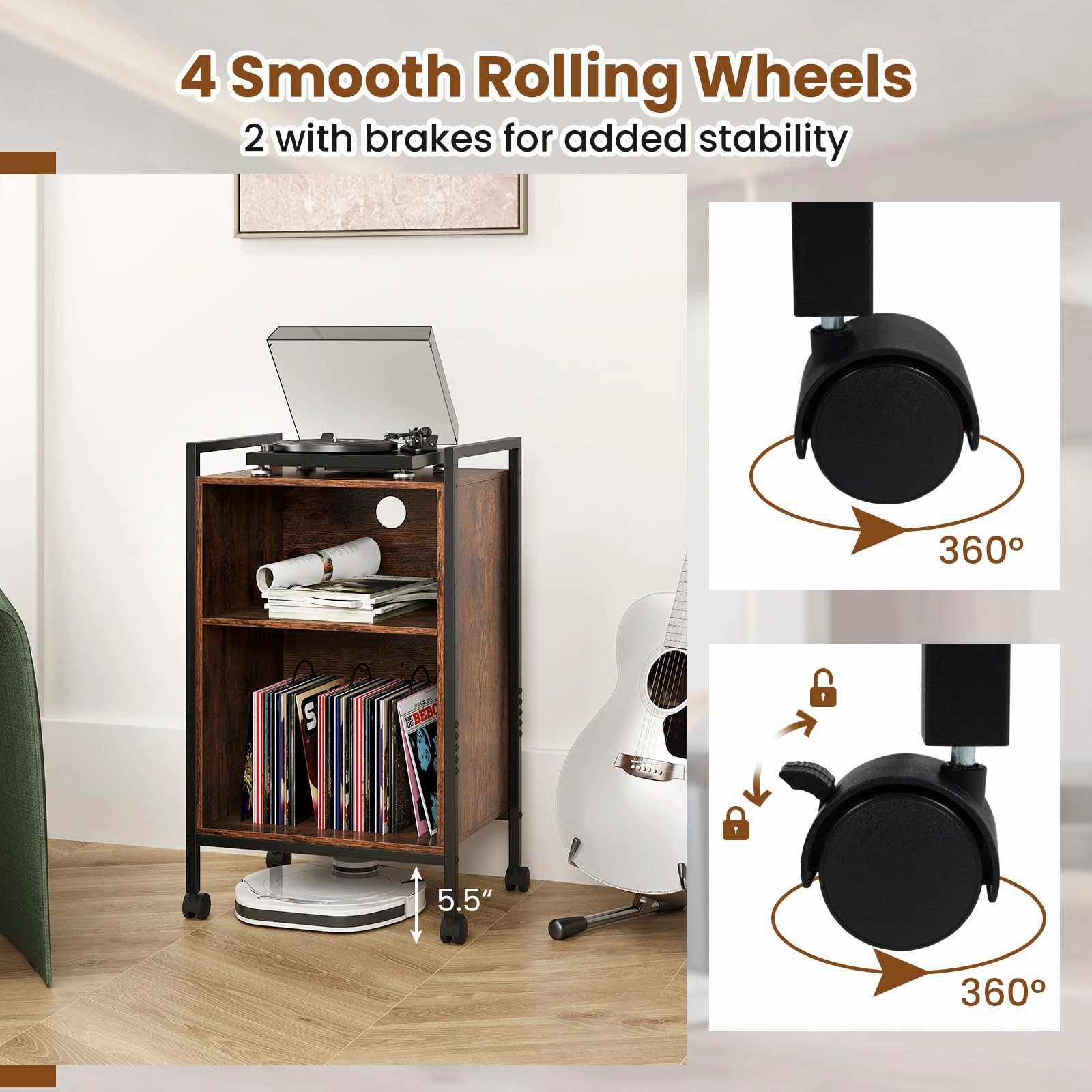 Giantex Record Player Stand with Charging Station