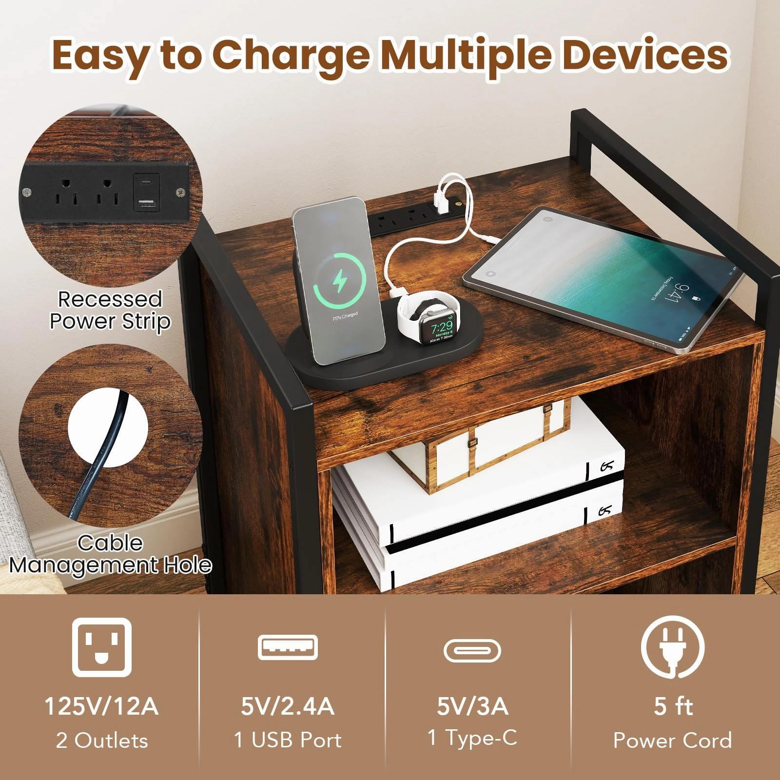 Giantex Record Player Stand with Charging Station